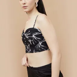Ginger by Lifestyle Black Cotton Printed Crop Top image 3
