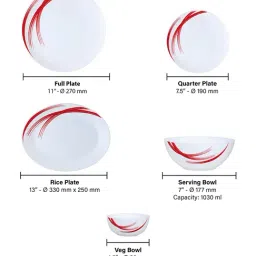 Larah by Borosil White Opalware 21 Pieces Dinner Set image 4