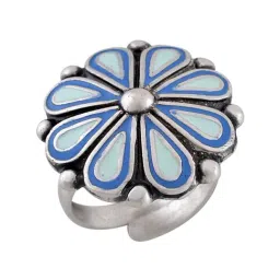 Tribe Amrapali Blue Chandrika Flower Ring-picture-21