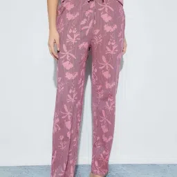 Ginger By Lifestyle Light Pink Cotton Regular Fit Striped Pyjamas-picture-36