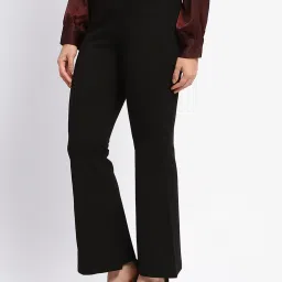 MADAME Black Polyester Regular Fit Mid Rise Trousers image 3