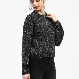 MADAME Black & White Self Design Sweater image 3