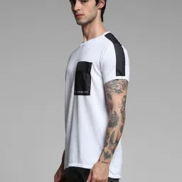 Jack & Jones White Cotton Slim Fit Colour Block T-Shirt image 3
