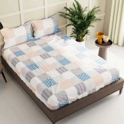 Bianca La Vogue Geometric Multicolor 152 TC Fabric Double Bedsheet with 2 Pillow Covers-picture-41