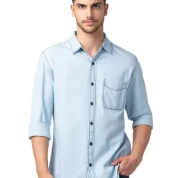 Spykar Light Blue Slim Fit Denim Shirt-picture-14