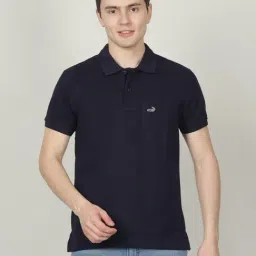 Crocodile Navy Cotton Slim Fit Polo T-Shirt-picture-38