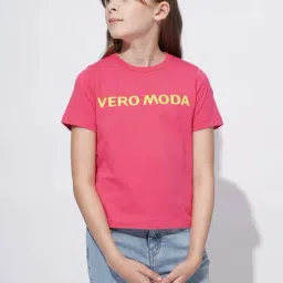 Vero Moda Girls Pink Cotton Printed Tshirt-image-43