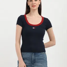 TOMMY HILFIGER Navy Cotton Graphic Print T-Shirt-image-63