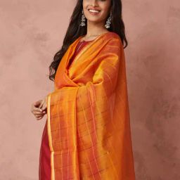 Fabindia Mustard Cotton Silk Regular Fit Woven Dupatta-picture-29
