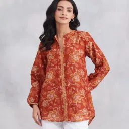 Fabindia Orange Relaxed Fit Printed Tunic-image-66