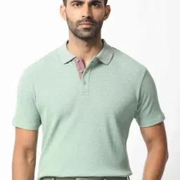 Rare Rabbit Green Regular Fit Solid Polo T-Shirt-image-8