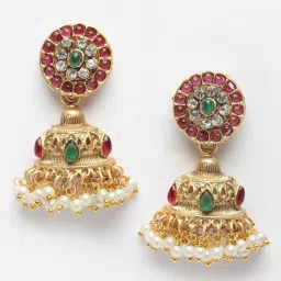Panash Gold Plated Kundan Studded & Beaded Jewellery Set image 3