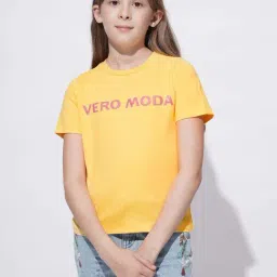Vero Moda Girls Yellow Cotton Printed Tshirt-image-37
