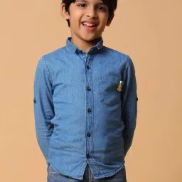 Tales & Stories Kids Blue Cotton Regular Fit Full Sleeves Shirt-picture-14