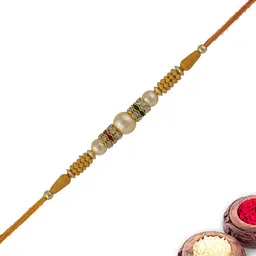 MEIRA JEWELLERY 3-Pcs Rakhi With Roli Chawal & Greeting Card-picture-15