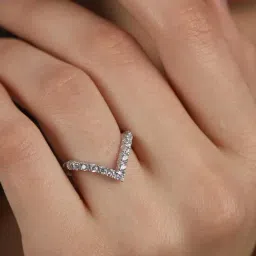 Clara 92.5 Sterling Silver Swiss Zirconia V-Shape Adjustable Ring image 2