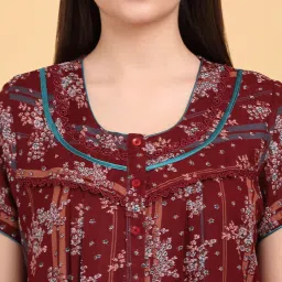 Sweet Dreams Maroon Cotton Printed Nighty image 3