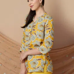 Melange by Lifestyle Mustard Printed Straight Kurti image 3