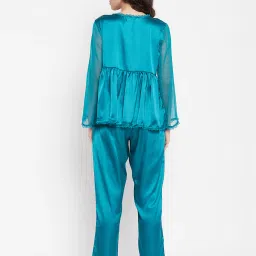 Clovia Teal Regular fitSleepwear Set image 3