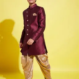 VASTRAMAY Boys Maroon IndowesternSets image 2