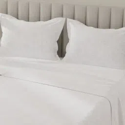 Layers Lumina Floret White & Grey Cotton Floral 140 TC Flat King Bedsheet with 2 Pillow Covers image 4