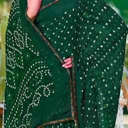 Saree Mall Green Embellished Sarees With Unstitched Blouse image 3