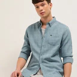 THE BEAR HOUSE Men Slim Fit Checked Button-Down Collar Casual Shirt-picture-33