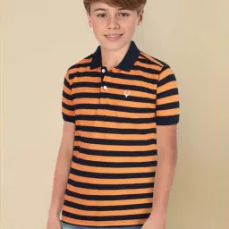 Allen Solly Boys Orange & Navy Striped T-shirt image 3
