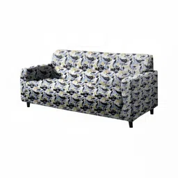 Stylista Yellow And White Printed 3 Seater Stretchable Sofa Cover With Arms-image-95
