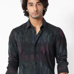 Rare Rabbit Black Comfort Fit Floral Shirt-picture-38