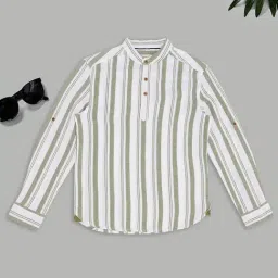 Pantaloons Junior Boys White Cotton Striped Shirt-image-66