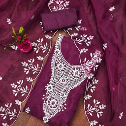 DIVASTRI Women Embroidered Organza Unstitched Dress Material-image-52