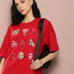 Stormborn Women Printed Drop-Shoulder Sleeves Pure Cotton T-shirt-picture-37