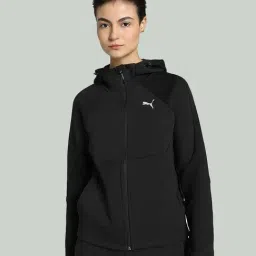Puma Black Cotton Logo Print Sports Jacket-image-6