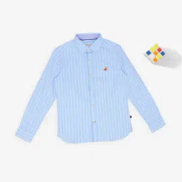 Pantaloons Junior Boys Aquamarine Cotton Stripes Shirt-image-45