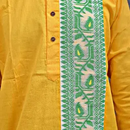 AMIT ONLINE Men Yellow Self Design Pure Cotton Ethnic Kurta image 2