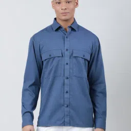 Bene Kleed Blue Relaxed Fit Cotton Shirt-image-21
