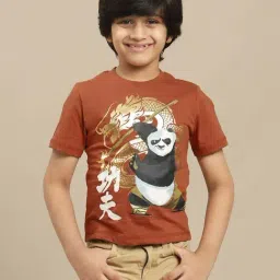 Kidsville Boys Brown Cotton Printed Tshirt-image-99