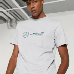 Puma Mercedes-AMG Petronas Motorsport Team Silver Cotton Regular Fit Printed Sports T-Shirt-picture-29