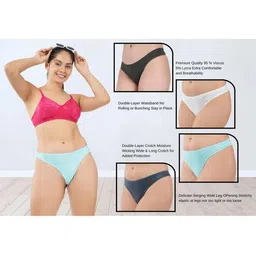 ORLIZEA Pack of 4 Women Low-Rise Cotton Blend Thongs image 4