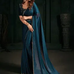 Saree Mall Blue Embellished Saree With Unstitched Blouse-picture-16