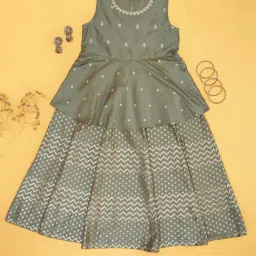 Akkriti by Pantaloons Girls Beryl Green Embroidery Casual Dresses-picture-11