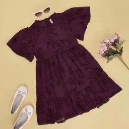 Pantaloons Junior Girls Purple Potion Floral Casual Dresses-image-80