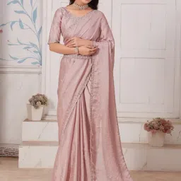 Saree Mall Pink Silk Embellished Saree With Unstitched Blouse-image-41