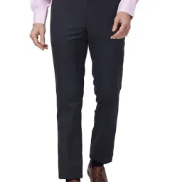 Park Avenue Black Regular Fit Striped Flat Front Trousers-image-64