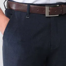 AD by Arvind Blue Polyester Checks Mid Rise Trousers image 5