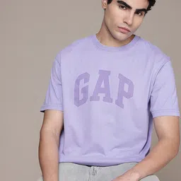 GAP Brand Logo Printed Drop-Shoulder Sleeves Pure Cotton Relaxed Fit T-shirt-picture-39