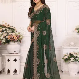 The Textile Hub Floral Embroidered Pure Silk Saree image 3