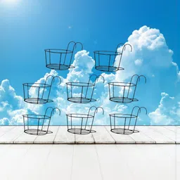 INDUS GLOBAL IMPEX 8Pcs Black Textured Metal Hanging Plant Stands-picture-13