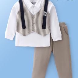 Babyoye 100% Cotton with Eco Jiva Finish Stripes Full Sleeves Party Suits - Multicolour-picture-27